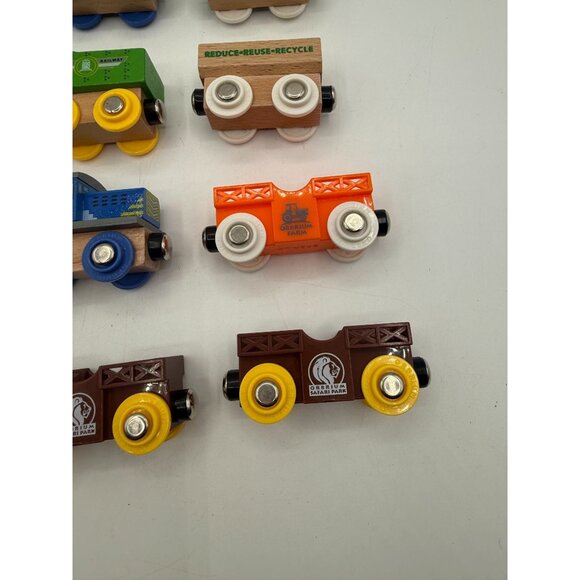 Lot of (12) Orbrium Magnetic Wooden Train Engines Cars Mix - Picture 6 of 7